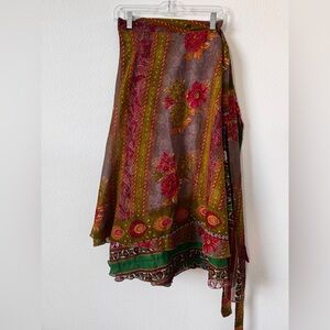 Floral Reversible Wrap Skirt - Multicolor